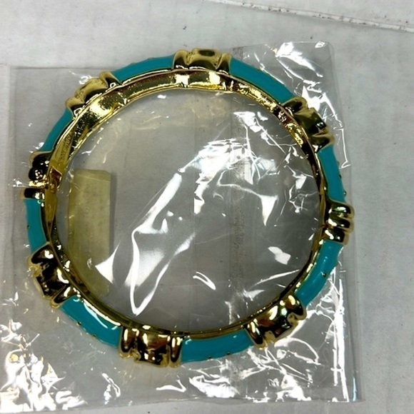 Fornash Enamel Queen Aqua/white Bracelet signed Hinged Magnetic Clamp - Picture 3 of 4